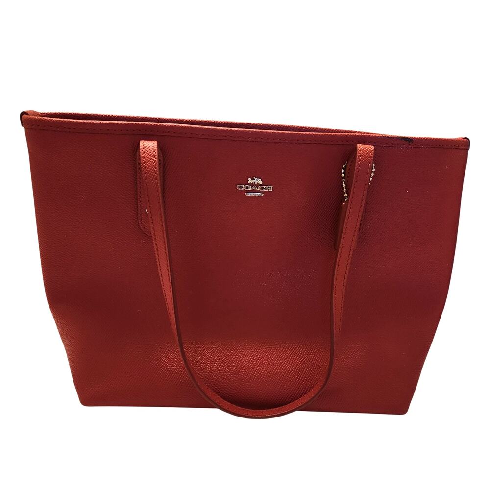 COACH Mini Leather City Zip Tote Purse True Red 22967 - PreOwned